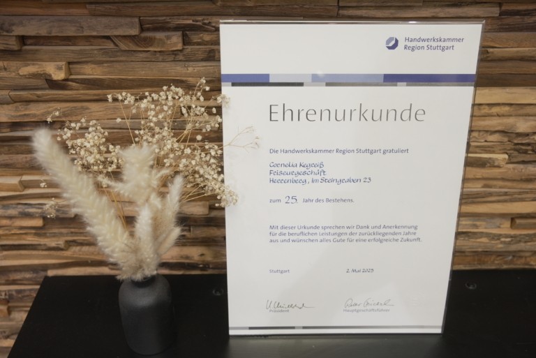 Handwerkskammer Auszeichnung 25 Jahre